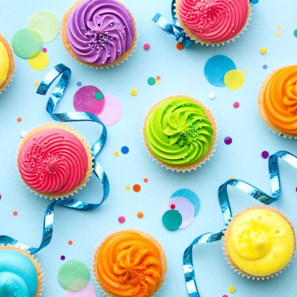 Colorful cupcake party background